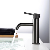 Wastafelkraan Opbouw Ribbed Gunmetal wastafel mengrkaan laag