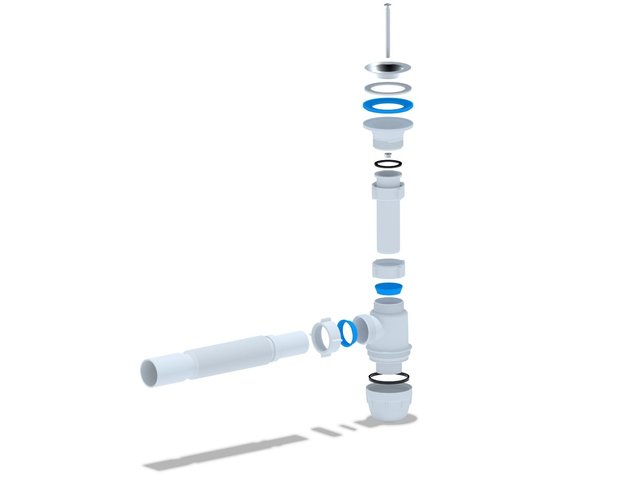 Flexibele bekersifon kunststof met crepine Ø40cm Flexibele bekersifon kunststof met crepine Ø40cm