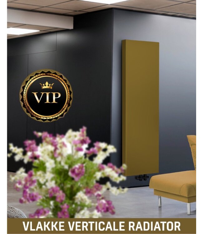Designradiator Goud 182x52cm 1633 Watt Type 22 Vlak Vertikaal Belrad Dubai NIVA Satijn gold