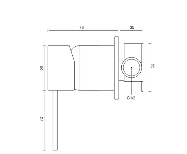 Omstelkraan warm en koud inbouw Bidetkraan Gun metal tbv bidettoilet Douchewc bidetdouche