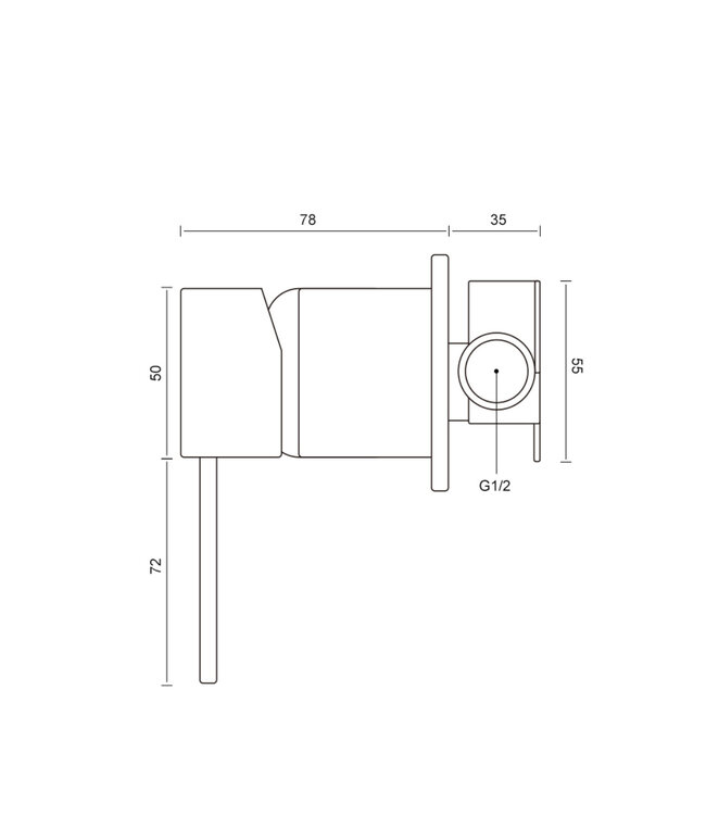 Omstelkraan warm en koud inbouw Bidetkraan Gun metal tbv bidettoilet Douchewc bidetdouche