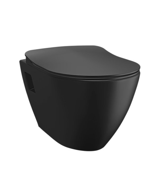 Creavit toiletset Zwart - Hangtoilet TP325 met bidet Zwart Mat - Spoelrand incl. softclose toiletbril