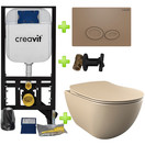 Creavit toiletset met bidet Mat Cappuccino - Hangtoilet FE320 Mat Cappuccino incl. soft close toiletbril en drukplaat