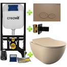 Creavit toiletset Mat Cappuccino - Hangtoilet FE322 Mat Cappuccino incl. soft close toiletbril en drukplaat