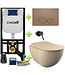 Toiletset met bidet Mat Cappuccino Randloos met omstelkraan incl. Softclose toiletbril