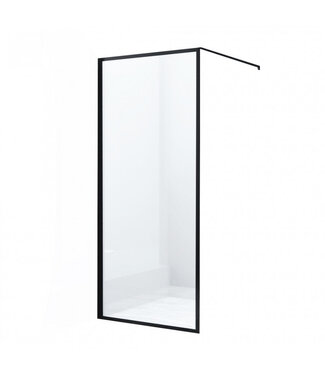 ALONI Douchewand Zwart Frame Danilo 140x200cm 8mm veiligheidsglas Nano-coating incl. Muursteun
