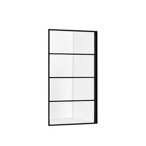 Douchewand Zwart Frame Luciano 80x200cm 8mm veiligheidsglas helder glas zwart raster incl. muursteun