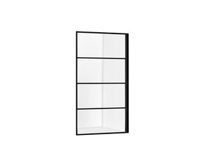 Douchewand Zwart Frame Luciano 100x200cm 8mm veiligheidsglas helder glas zwart raster incl. muursteun