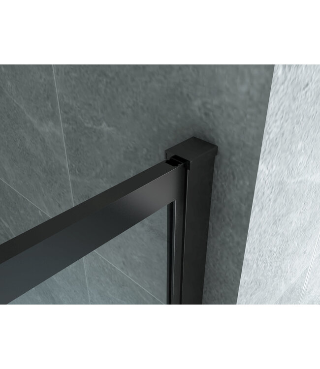 Douchewand Zwart Frame Danilo 140x200cm 8mm veiligheidsglas Nano-coating incl. Muursteun