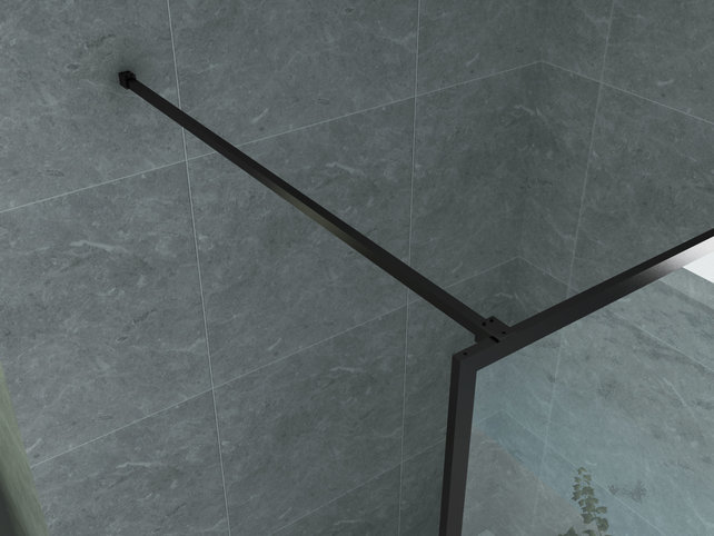 Douchewand Zwart Frame Danilo 140x200cm 8mm veiligheidsglas Nano-coating incl. Muursteun Douchewand Zwart Frame Danilo 140x200cm 8mm veiligheidsglas Nano-coating incl. Muursteun