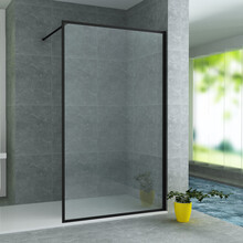 Douchewand Zwart Frame Danilo 120x200cm 8mm veiligheidsglas Nano-coating incl. Muursteun