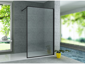 Douchewand Zwart Frame Danilo 120x200cm 8mm veiligheidsglas Nano-coating incl. Muursteun