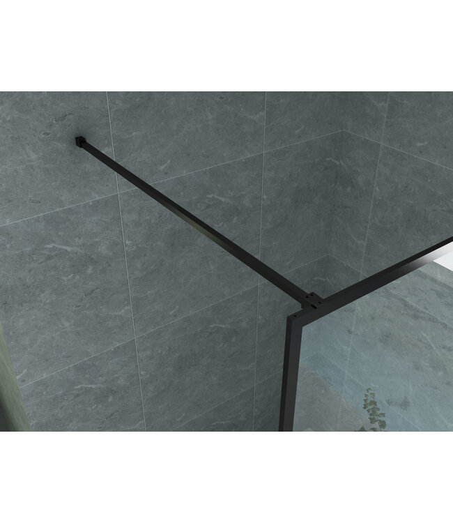 ALONI Douchewand Zwart Frame Danilo 90x200cm 8mm veiligheidsglas Nano-coating incl. Muursteun