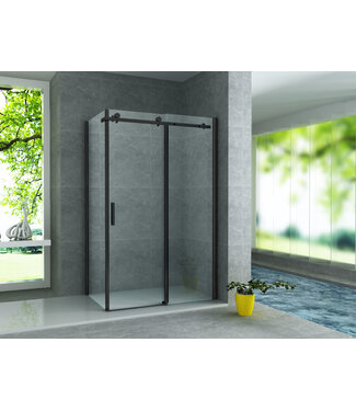 ALONI Douchecabine Zwart Mat Frame Sofia 120x80x195cm Schuifdeur Helder Glas 8mm Veiligheidsglas