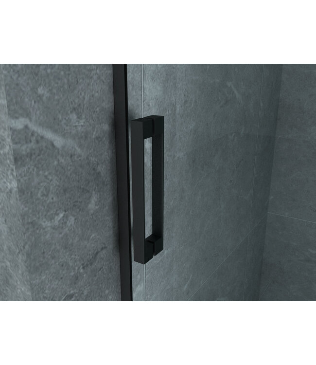 Douchecabine Zwart Mat Frame Sofia 140x90x195cm Schuifdeur Helder Glas 8mm Veiligheidsglas