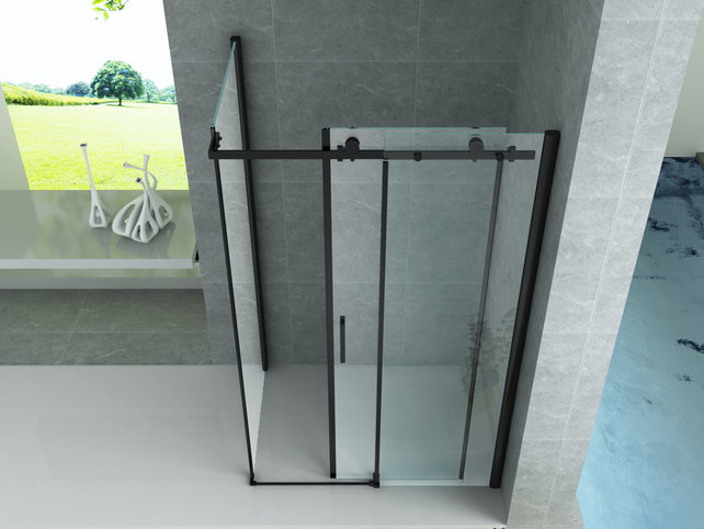 Douchecabine Zwart Mat Frame Sofia 140x90x195cm Schuifdeur Helder Glas 8mm Veiligheidsglas Douchecabine Zwart Mat Frame Sofia 140x90x195cm Schuifdeur Helder Glas 8mm Veiligheidsglas