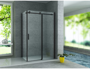 Douchecabine Zwart Mat Frame Sofia 140x90x195cm Schuifdeur Helder Glas 8mm Veiligheidsglas
