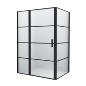 Douchecabine Frame Raster Zwart Mat 80x120cm Draaideur 8mm veiligheidsglas Nano-coating