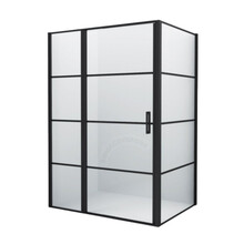 Douchecabine Frame Raster Zwart Mat 80x120cm Draaideur 8mm veiligheidsglas Nano-coating