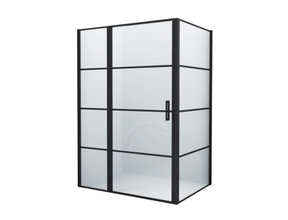 Douchecabine Frame Raster Zwart Mat 80x120cm Draaideur 8mm veiligheidsglas Nano-coating