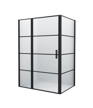 ALONI Douchecabine Frame Raster Zwart Mat 80x120cm Draaideur 8mm veiligheidsglas Nano-coating