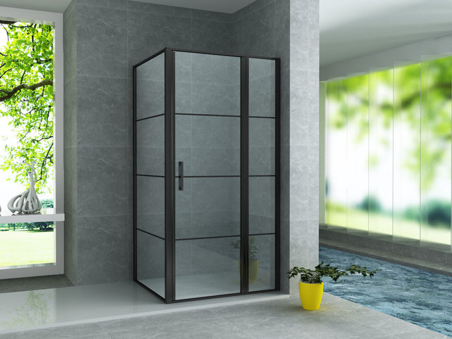 Douchecabine Frame Raster Zwart Mat 90x120cm Draaideur 8mm veiligheidsglas Nano-coating Douchecabine Frame Raster Zwart Mat 90x120cm Draaideur 8mm veiligheidsglas Nano-coating