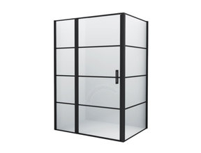 Douchecabine Frame Raster Zwart Mat 90x120cm Draaideur 8mm veiligheidsglas Nano-coating