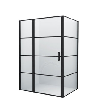 ALONI Douchecabine Frame Raster Zwart Mat 90x120cm Draaideur 8mm veiligheidsglas Nano-coating