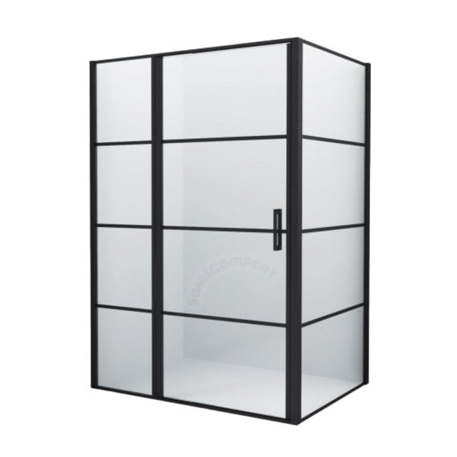 Douchecabine Frame Raster Zwart Mat 90x120cm Draaideur 8mm veiligheidsglas Nano-coating Douchecabine Frame Raster Zwart Mat 90x120cm Draaideur 8mm veiligheidsglas Nano-coating