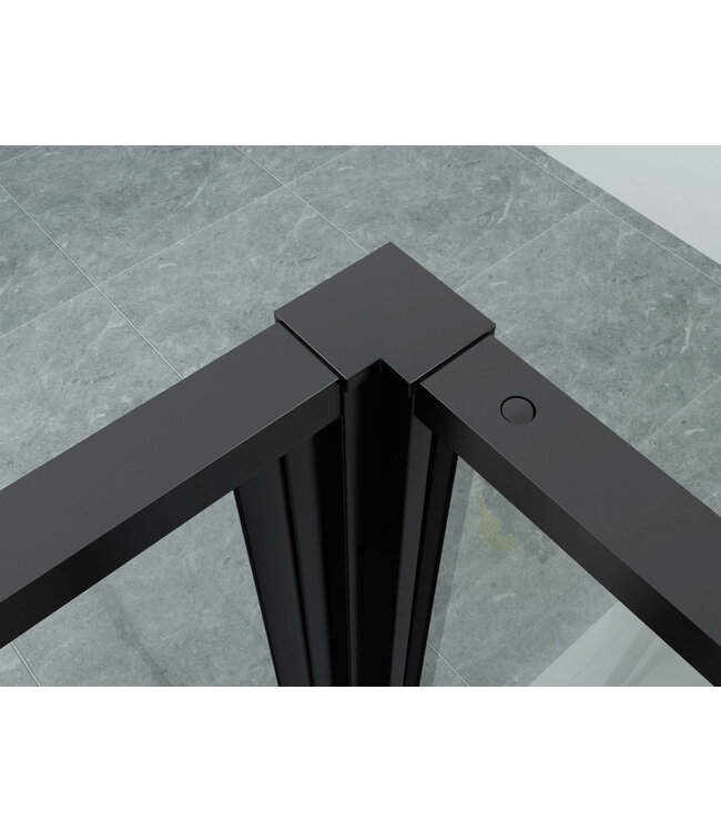 Douchecabine Frame Raster Zwart Mat 90x140cm Draaideur 8mm veiligheidsglas Nano-coating
