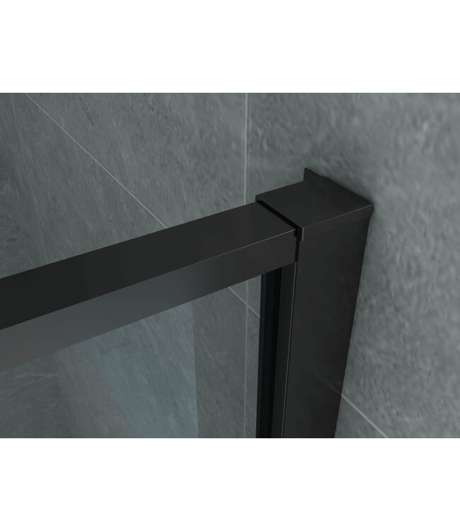 Douchecabine Frame Raster Zwart Mat 90x140cm Draaideur 8mm veiligheidsglas Nano-coating