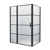 Douchecabine Frame Raster Zwart Mat 90x140cm Draaideur 8mm veiligheidsglas Nano-coating