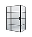 ALONI Douchecabine Frame Raster Zwart Mat 90x140cm Draaideur 8mm veiligheidsglas Nano-coating