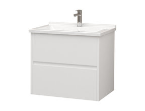 Creavit Aloni Badkamermeubel Hayat 60cm Wit Hoogglans met Mineraal marmer Wastafel 2 lades Greeploos 60x52x46 cm