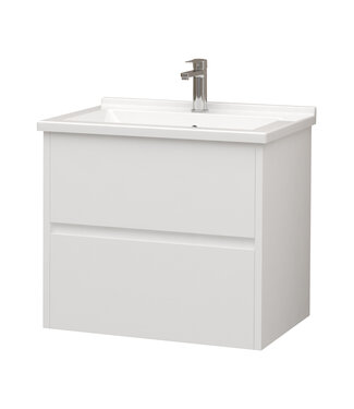 CREAVIT Creavit Aloni Badkamermeubel Hayat 60cm Wit Hoogglans met Mineraal marmer Wastafel 2 lades Greeploos 60x52x46 cm