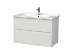 Creavit Aloni Badkamermeubel Hayat 80cm Wit Hoogglans met Mineraal marmer Wastafel 2 lades Greeploos 80x52x46 cm