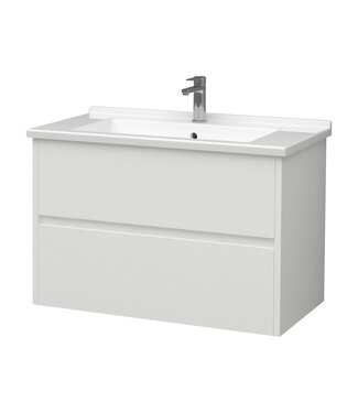 CREAVIT Creavit Aloni Badkamermeubel Hayat 80cm Wit Hoogglans met Mineraal marmer Wastafel 2 lades Greeploos 80x52x46 cm