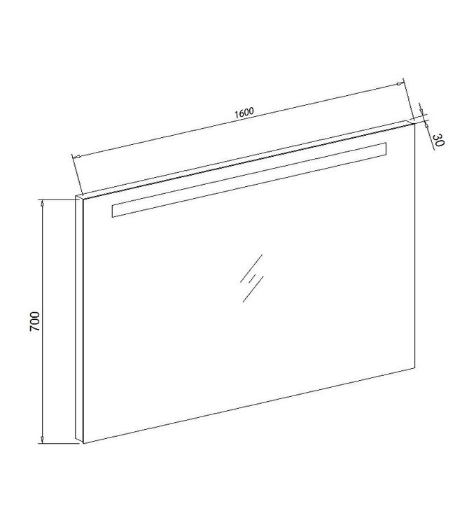 Badkamerspiegel Dion 160x70x3 cm Led verlichting Vóór & Onderverlichting incl. Spiegelverwarming