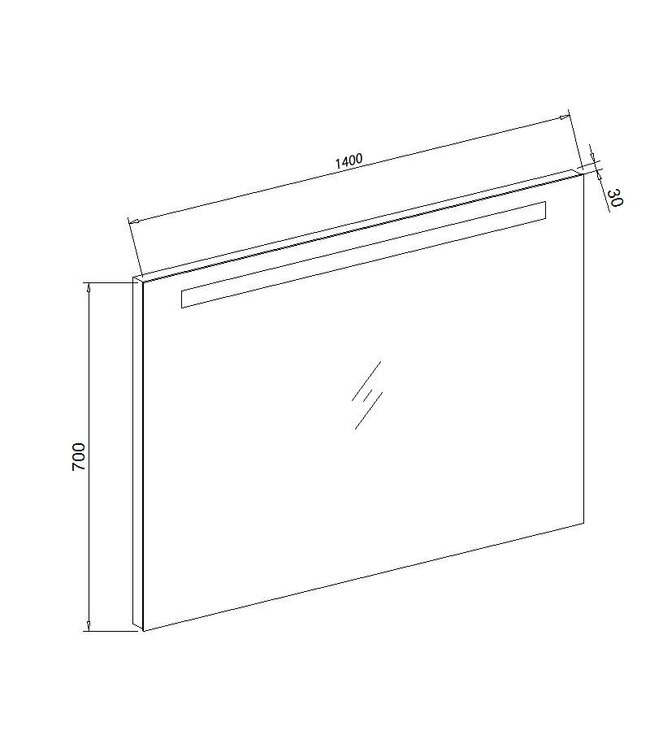 Badkamerspiegel Dion 140x70x3 cm Led verlichting Vóór & Onderverlichting incl. Spiegelverwarming