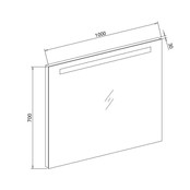 Badkamerspiegel Dion 100x70x3 cm Led verlichting Vóór & Onderverlichting incl. Spiegelverwarming
