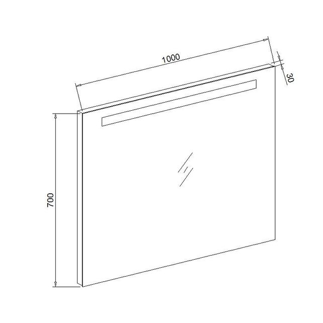 Badkamerspiegel Dion 100x70x3 cm Led verlichting Vóór & Onderverlichting incl. Spiegelverwarming