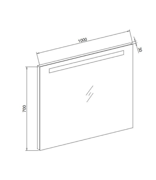 Badkamerspiegel Dion 100x70x3 cm Led verlichting Vóór & Onderverlichting incl. Spiegelverwarming