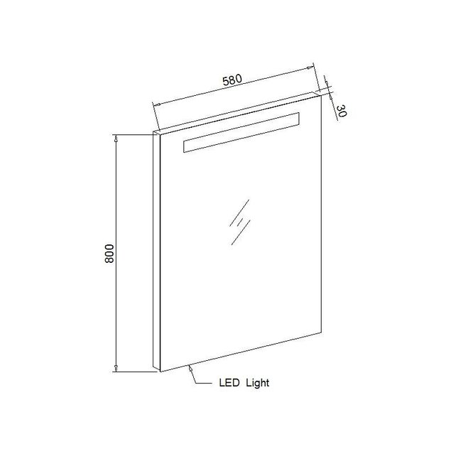 Badkamerspiegel Dion 58x80x3 cm Led verlichting Vóór & Onderverlichting incl. Spiegelverwarming Badkamerspiegel Dion 58x80x3 cm Led verlichting Vóór & Onderverlichting incl. Spiegelverwarming