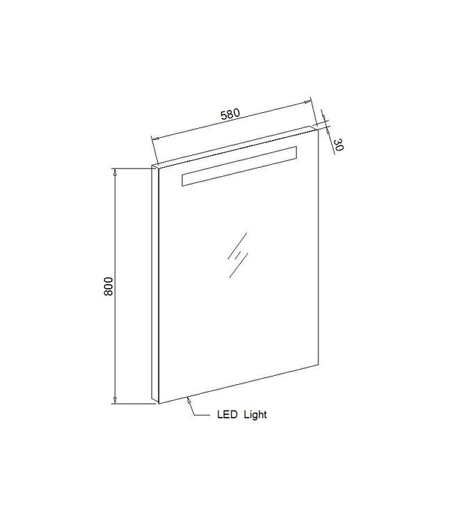 Badkamerspiegel Dion 58x80x3 cm Led verlichting Vóór & Onderverlichting incl. Spiegelverwarming