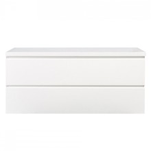 Wastafelonderkast Callisto Diamond 120x50x48cm Hoogglans Wit 2 Lades Softclose Greeploos Topblad Zonder Kraangat