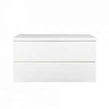 Wastafelonderkast Callisto Diamond 100x50x48cm Hoogglans Wit 2 Lades Softclose Greeploos Topblad Zonder Kraangat