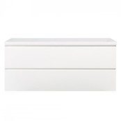 Wastafelonderkast Callisto Diamond 100x50x48cm Hoogglans Wit 2 Lades Softclose Greeploos Topblad Zonder Kraangat