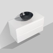 Wastafelonderkast Callisto Diamond 100x50x48cm Hoogglans Wit 2 Lades Softclose Greeploos Topblad Zonder Kraangat