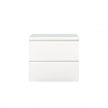 Wastafelonderkast Callisto Diamond 60x50x48cm Hoogglans Wit 2 Lades Softclose Greeploos Topblad Zonder Kraangat