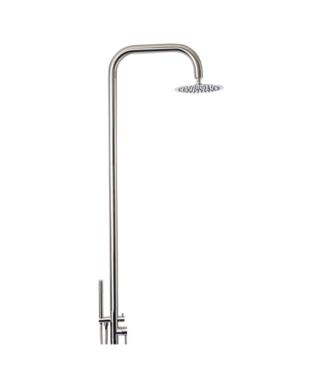 Buitendouche Set Eros Rond RVS 2 Greeps Mengkraan met Staafhanddouche